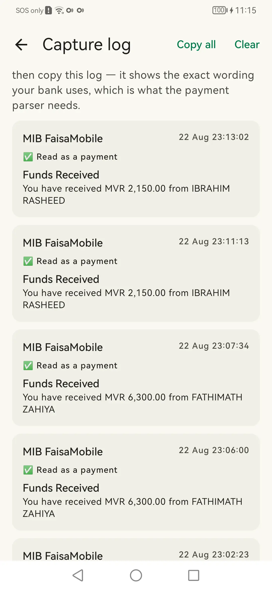 Capture log: Every notification seen, understood or not.