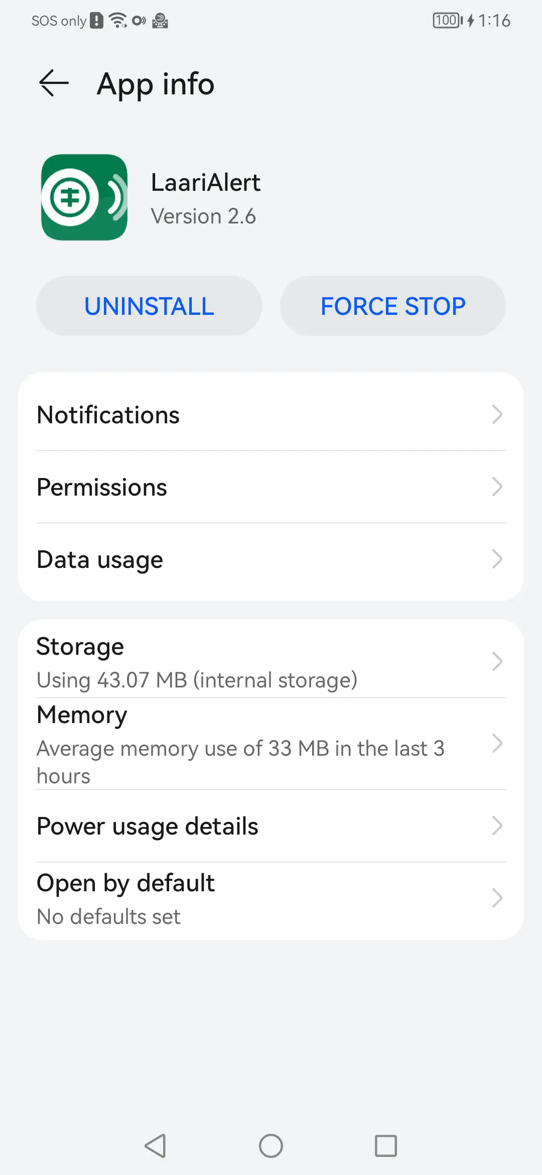 App info: The installed build, as Android reports it.