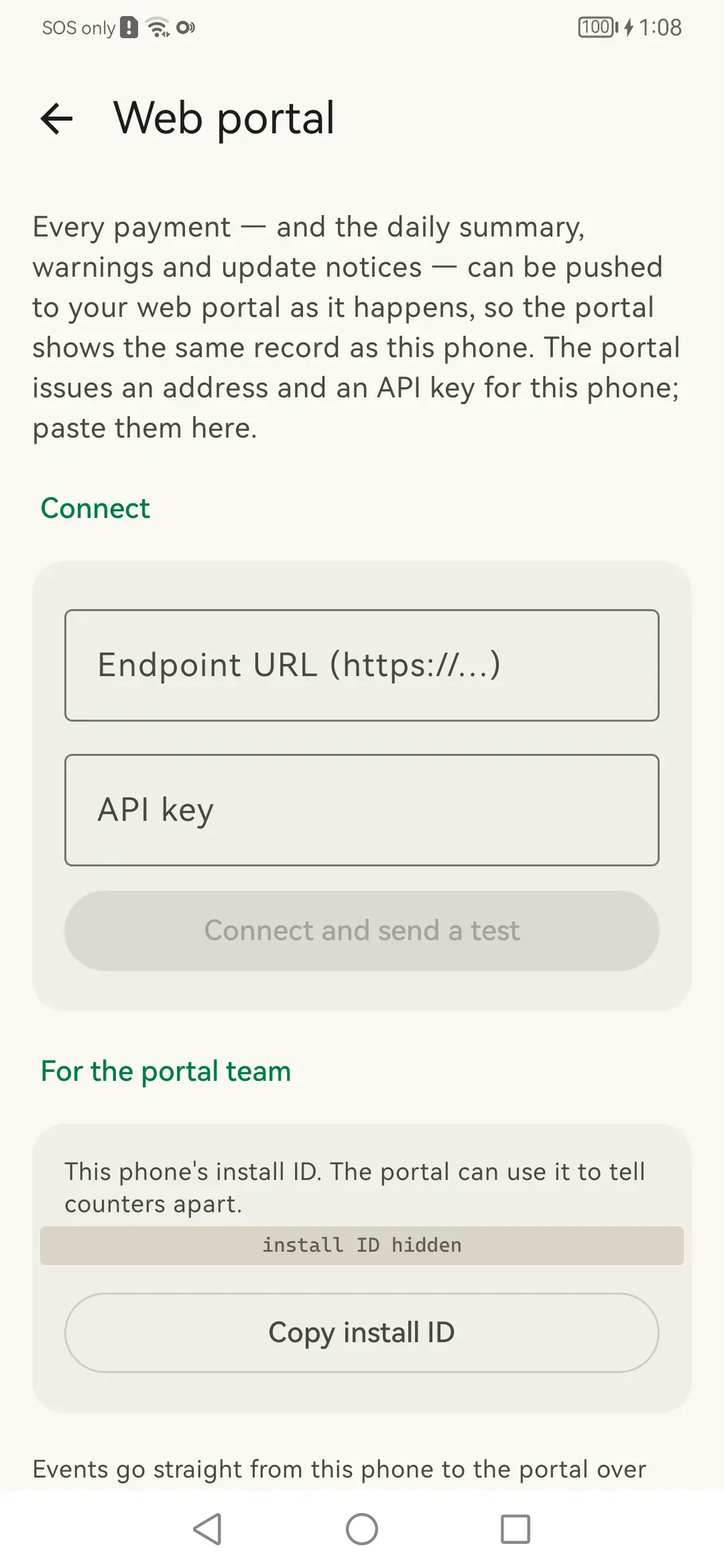 Web portal: Signed pushes to a portal address you enter.